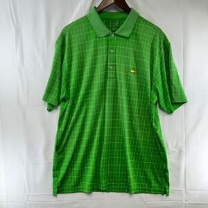 Masters Tech Polo Shirt Mens XL Green Windowpane Grid Short Sleeve Augusta